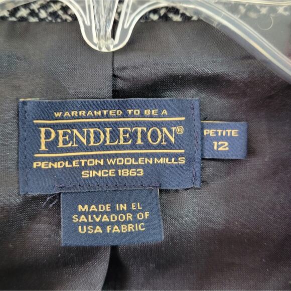 PENDLETON Wrap Jacket Open Front Plaid Wool 12P Petite - Picture 2 of 7